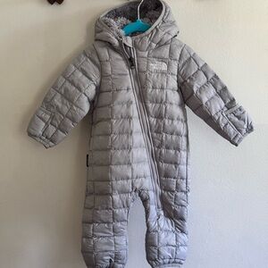 The North Face Light Gray Quilted Infant Snowsuit